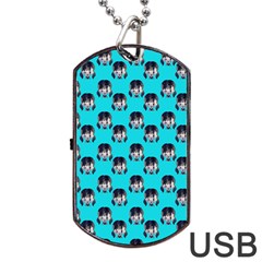 Forest Girl Bight Baby Blue Patttern Dog Tag Usb Flash (one Side) by snowwhitegirl