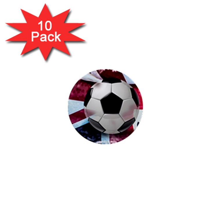 Soccer Ball With Great Britain Flag 1  Mini Buttons (10 pack) 