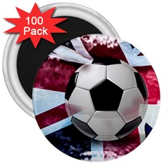 Soccer Ball With Great Britain Flag 3  Magnets (100 Pack) by Vaneshart