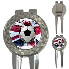 Soccer Ball With Great Britain Flag 3-in-1 Golf Divots by Vaneshart