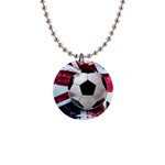 Soccer Ball With Great Britain Flag 1  Button Necklace Front