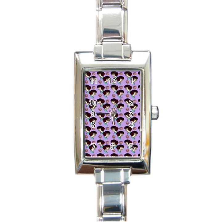 Redhead Girl Pattern Lilac Rectangle Italian Charm Watch