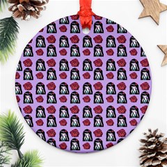 Girl Flower Pattern Lilac Round Ornament (two Sides) by snowwhitegirl