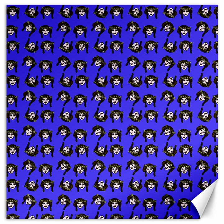 Retro Girl Daisy Chain Pattern Blue Canvas 12  x 12 