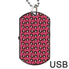 Retro Girl Daisy Chain Pattern Pink Dog Tag Usb Flash (one Side) by snowwhitegirl