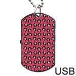 Retro Girl Daisy Chain Pattern Pink Dog Tag USB Flash (Two Sides) Front