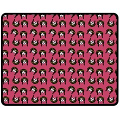 Retro Girl Daisy Chain Pattern Pink Double Sided Fleece Blanket (medium)  by snowwhitegirl