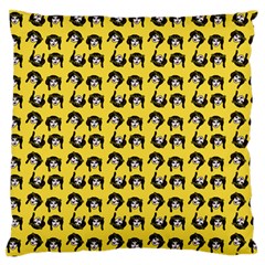 Retro Girl Daisy Chain Pattern Yellow Large Flano Cushion Case (two Sides) by snowwhitegirl