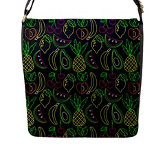 Neon Fruit Seamless Pattern Flap Closure Messenger Bag (l) by Vaneshart