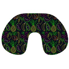 Neon Fruit Seamless Pattern Travel Neck Pillow by Vaneshart