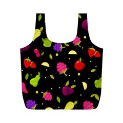 Vector Seamless Summer Fruits Pattern Colorful Cartoon Background Full Print Recycle Bag (m) by Vaneshart