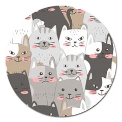 Hand Draw Cats Seamless Pattern Magnet 5  (round) by Vaneshart