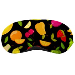 Vector Seamless Summer Fruits Pattern Black Background Sleeping Mask by Vaneshart