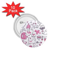 Set Kawaii Doodles 1 75  Buttons (10 Pack) by Vaneshart