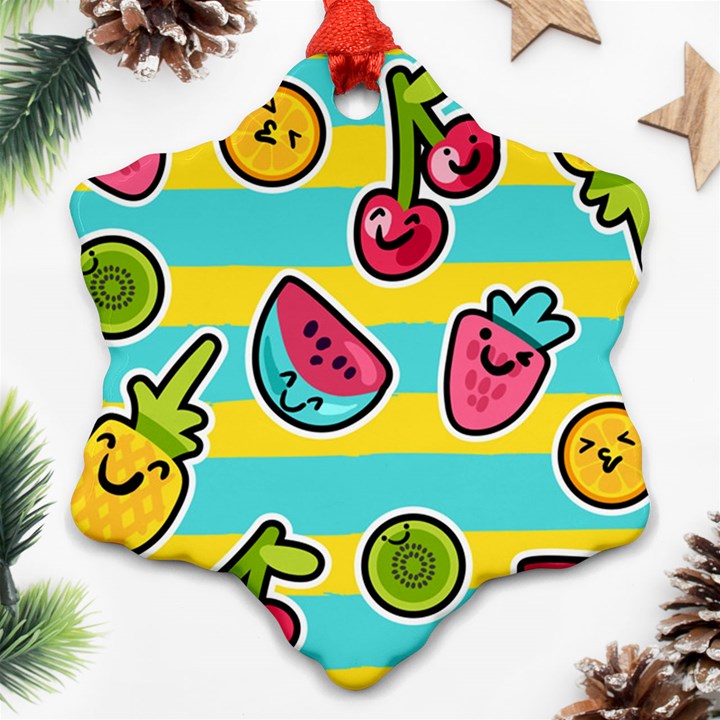 Summer Fruits Patterns Ornament (Snowflake)