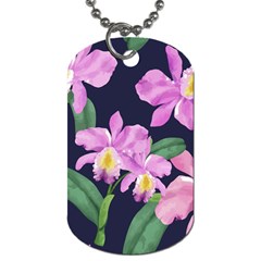 Vector Hand Drawn Orchid Flower Pattern Dog Tag (two Sides) by Sobalvarro