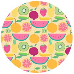 Seamless Pattern With Fruit Vector Illustrations Gift Wrap Design Wooden Bottle Opener (round) by Vaneshart