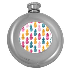 Tropic Fruit Pineapple Seamless Pattern Design Vector Illustration Round Hip Flask (5 Oz) by Vaneshart