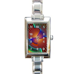 Lines Rays Background Light Rainbow Rectangle Italian Charm Watch by Bajindul