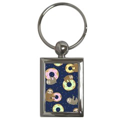 Cute Sloth With Sweet Doughnuts Key Chain (rectangle) by Sobalvarro