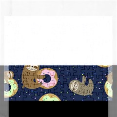 Cute Sloth With Sweet Doughnuts Rectangular Jigsaw Puzzl by Sobalvarro