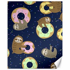 Cute Sloth With Sweet Doughnuts Canvas 11  X 14  by Sobalvarro