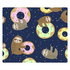 Cute Sloth With Sweet Doughnuts Double Sided Flano Blanket (small)  by Sobalvarro