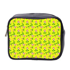 Carnation Pattern Yellow Mini Toiletries Bag (two Sides) by snowwhitegirl