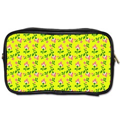 Carnation Pattern Yellow Toiletries Bag (two Sides) by snowwhitegirl