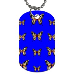 Butterfly Pattern Blue Insects Dog Tag (two Sides) by Vaneshart