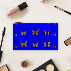 Butterfly Pattern Blue Insects Cosmetic Bag (small) by Vaneshart