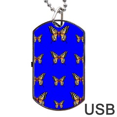 Butterfly Pattern Blue Insects Dog Tag Usb Flash (one Side) by Vaneshart