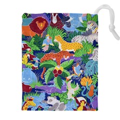 Animated Safari Animals Background Drawstring Pouch (5xl) by Vaneshart