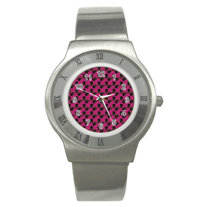 Black Rose Pink Stainless Steel Watch