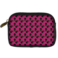 Black Rose Pink Digital Camera Leather Case by snowwhitegirl