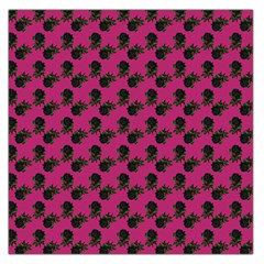 Black Rose Pink Large Satin Scarf (square) by snowwhitegirl