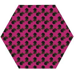 Black Rose Pink Wooden Puzzle Hexagon by snowwhitegirl