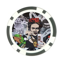 Frida Kahlo Brick Wall Graffiti Urban Art With Grunge Eye And Frog  Poker Chip Card Guard by snek