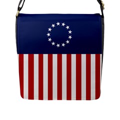 Betsy Ross Flag Usa America United States 1777 Thirteen Colonies Vertical Flap Closure Messenger Bag (l) by snek