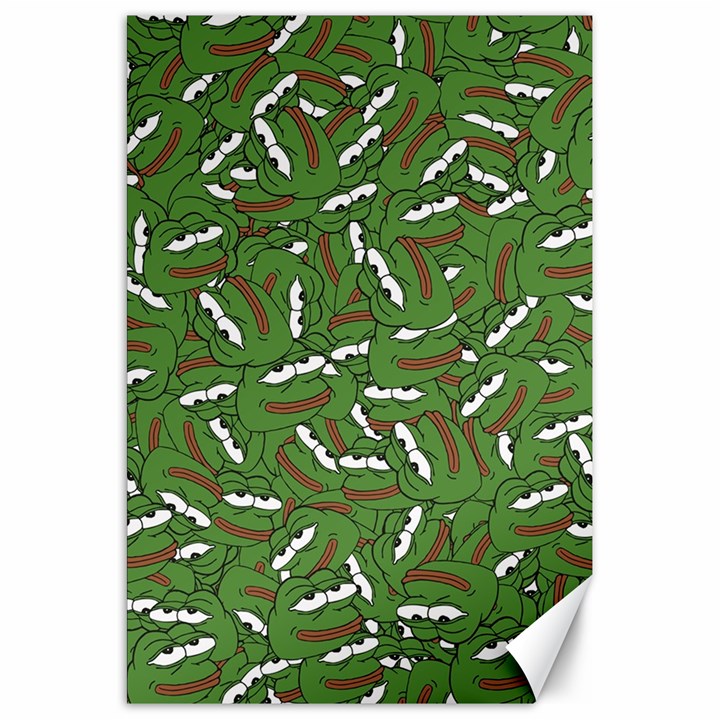 Pepe the Frog Face pattern Green Kekistan meme Canvas 20  x 30 