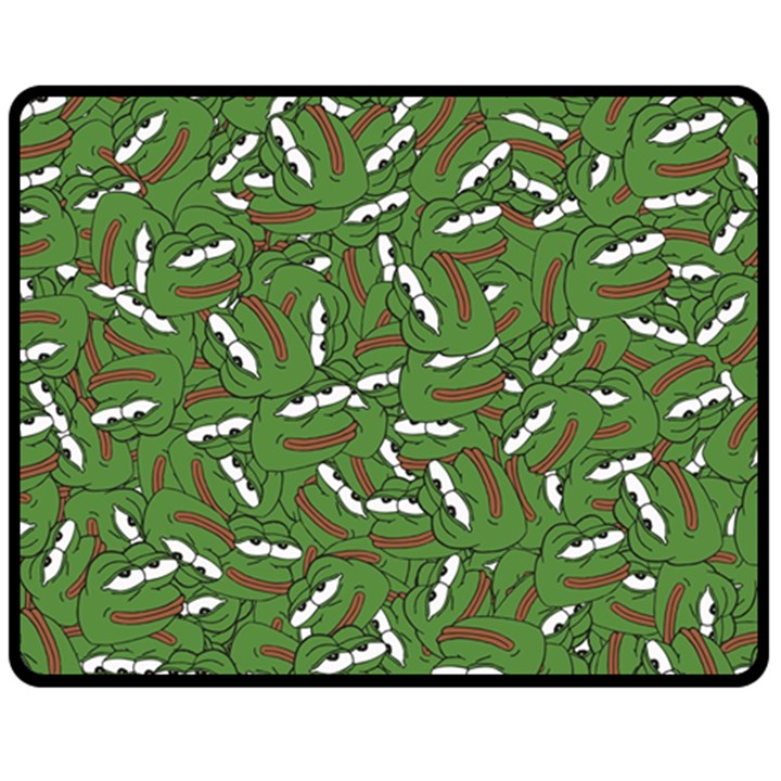 Pepe the Frog Face pattern Green Kekistan meme Fleece Blanket (Medium) 