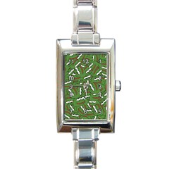 Pepe The Frog Face Pattern Green Kekistan Meme Rectangle Italian Charm Watch by snek