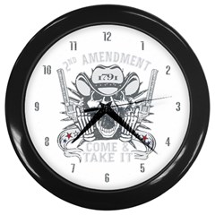 2nd Amendment 2a Defenders 1791 Come And Take It Skull With Guns Wall Clock (black) by snek