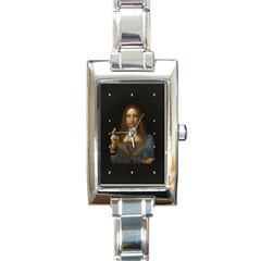 Salvator Mundi Leonardo Davindi 1500 Jesus Christ Savior Of The World Original Paint Most Expensive In The World Rectangle Italian Charm Watch by snek