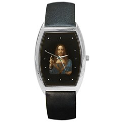 Salvator Mundi Leonardo Davindi 1500 Jesus Christ Savior Of The World Original Paint Most Expensive In The World Barrel Style Metal Watch by snek