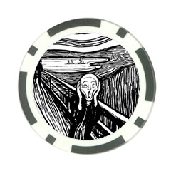 The Scream Edvard Munch 1893 Original Lithography Black And White Engraving Poker Chip Card Guard by snek