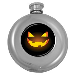 Scary Halloween Pumpkin Round Hip Flask (5 Oz) by trulycreative