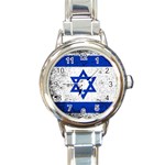 Grunge Flag Of Israel Round Italian Charm Watch Front