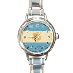 Grunge Flag Of Argentina Round Italian Charm Watch by trulycreative