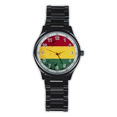 Grunge Flag Of Bolivia Stainless Steel Round Watch by trulycreative